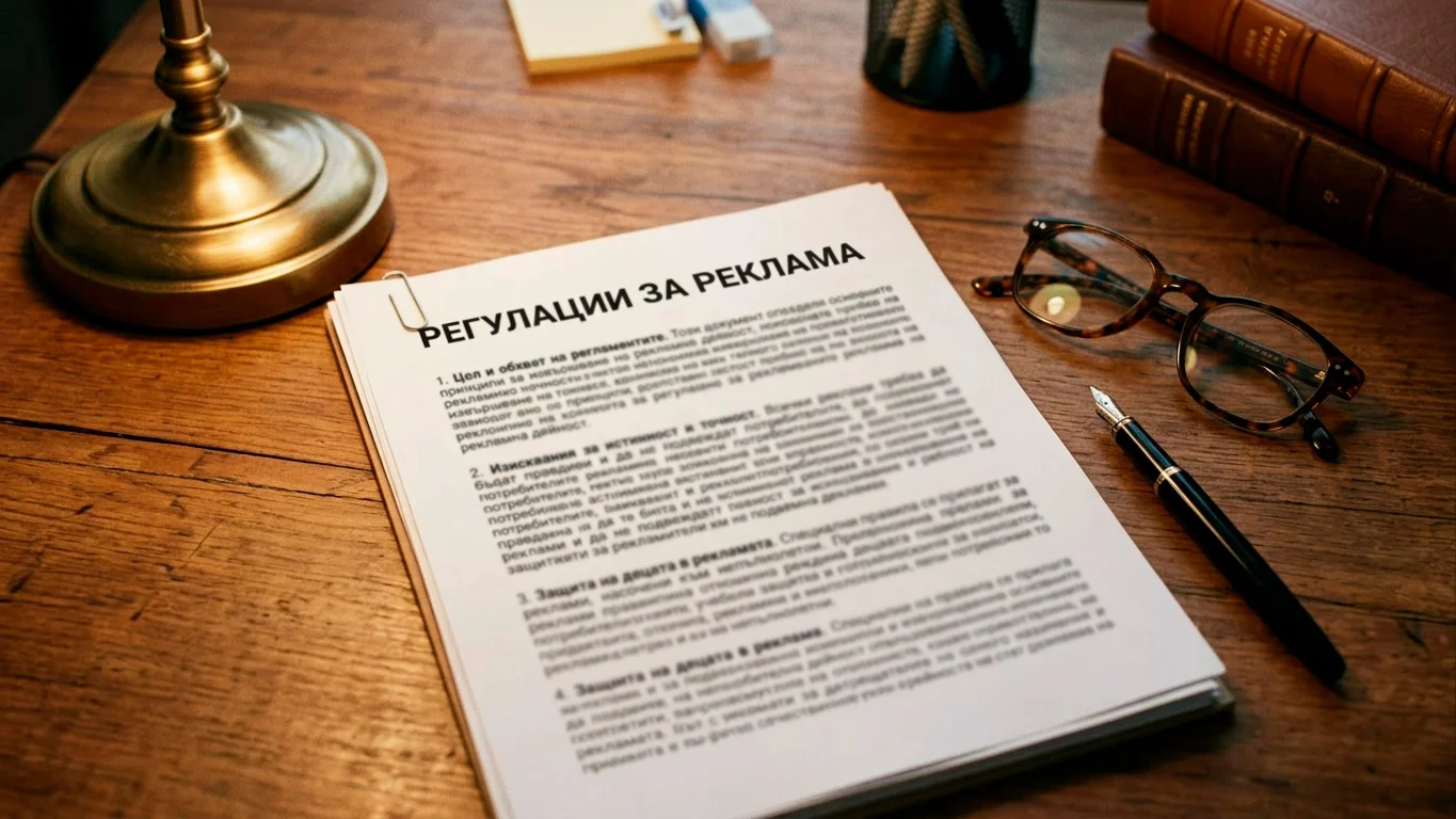 Документ с надпис ограничения за реклама на бюро