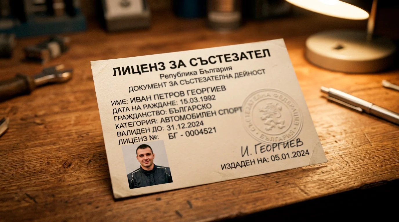 Документ с печат на спортна организация — символ на лиценз