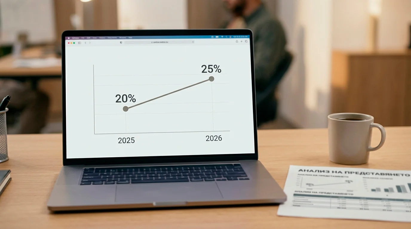 Анализ на покачването на данъка върху GGR от 20% на 25% в България за 2026