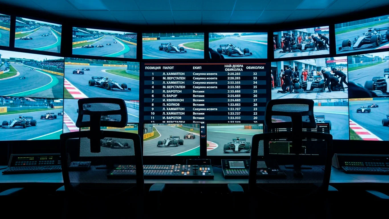 Излъчвателна станция на Liberty Media за глобално покритие на F1 състезания