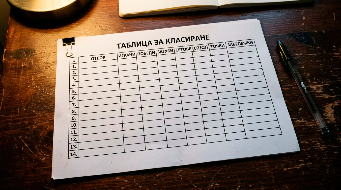Разпечатан лист с проста точкова таблица на празни редове