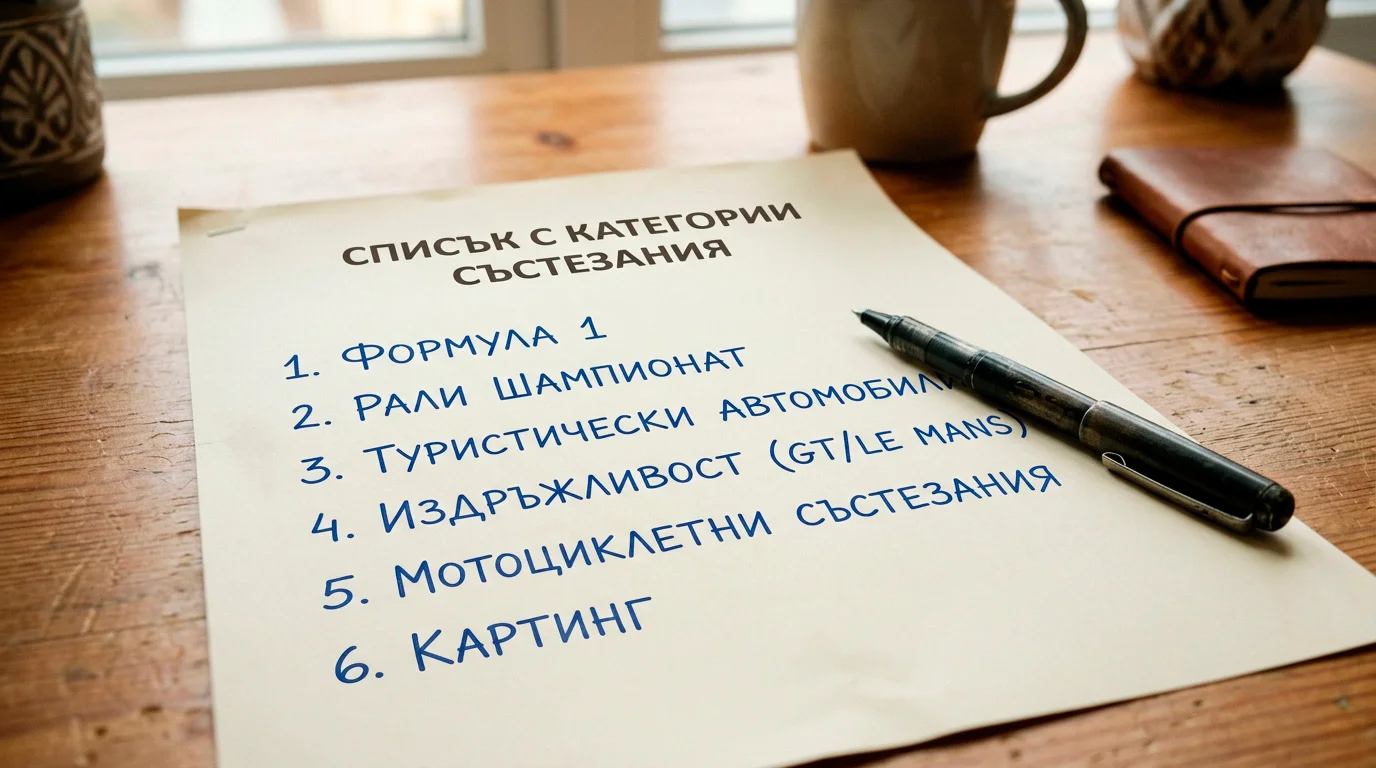 Документ с разпечатка на категории за състезателна лицензия