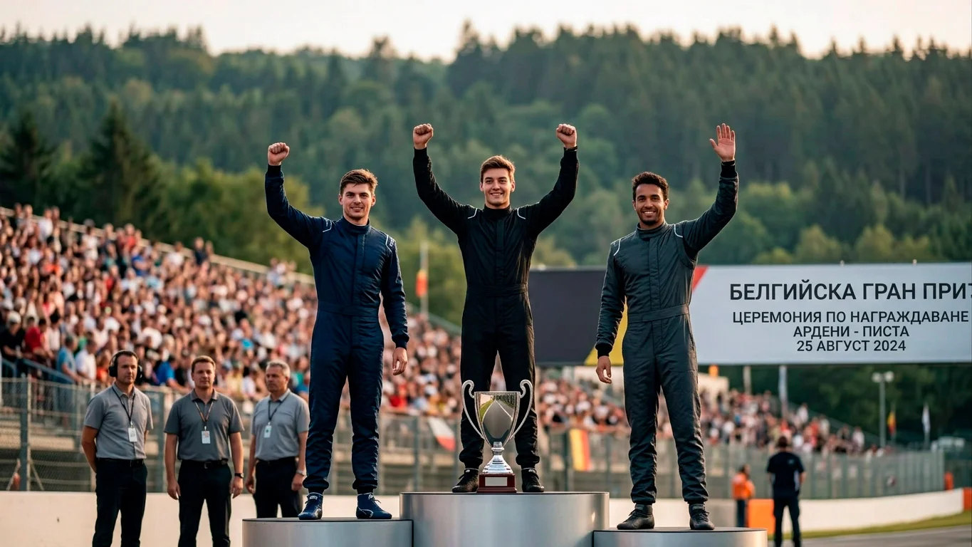 Подиум на Belgian GP с три фигури вдигнали ръце