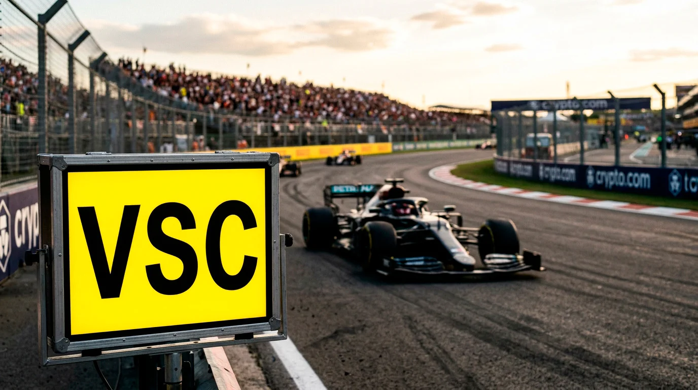 Маршалско LED табло с надпис VSC по време на виртуален safety car
